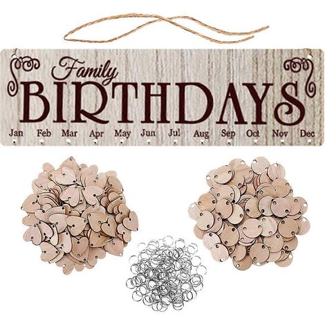 ensemble de calendrier mural créatif en bois à faire soi-même, plaque de rappel marron, décoration intérieure avec 50 pendentifs ronds et 50 pendentifs en forme de cœur-40X12cm-Brown (1/3)