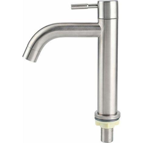 Robinet d'eau froide simple G1/2 en acier inoxydable brossé avec grand bassin monotrou, (1/4)