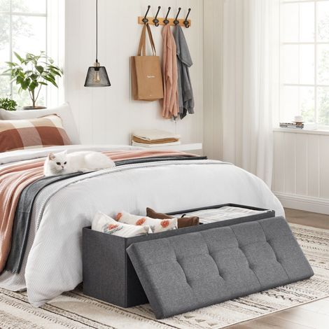Bankhocker Aufbewahrungsbox Polyester Faltkommode - 110 x 38 x 38 cm - Dunkelgrau