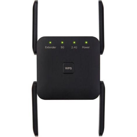Repeteur Wifi - 5 GHz - 1200 Mbps - Portee Etendue - Prise UE - Noir