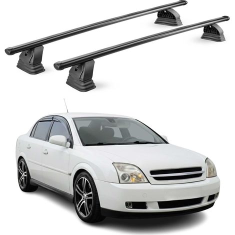 OMAC Barres de toit transversales en acier pour Opel Vectra C 2002-2008 4Portes – TÜV / DIN 75302:2019 – Antivol inclus – Rainure en T (accessoires) – Charge max 75 kg – 2 barres – Noir (1/4)