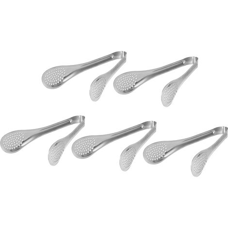 Pince multifonction en acier inoxydable (lot de 5) pour aliments : pain, steak, salade, barbecue, buffet. Outil de cuisine. (1/5)