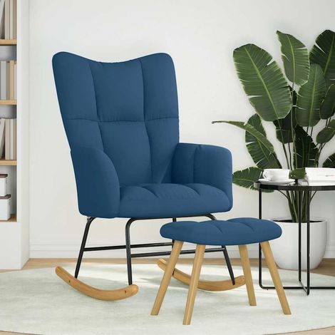 Chaise à bascule avec repose-pied Bleu Tissu (1/5)