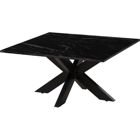 Table basse 90x90 marbre noir / pied central en fer noir BARCELONA 416 (1/3)