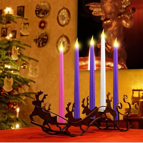 Lot de 5 bougies de l'Avent sans flamme, bougies de Noël coniques blanches en plastique, pour couronnes de Noël et décorations d'église (1/5)
