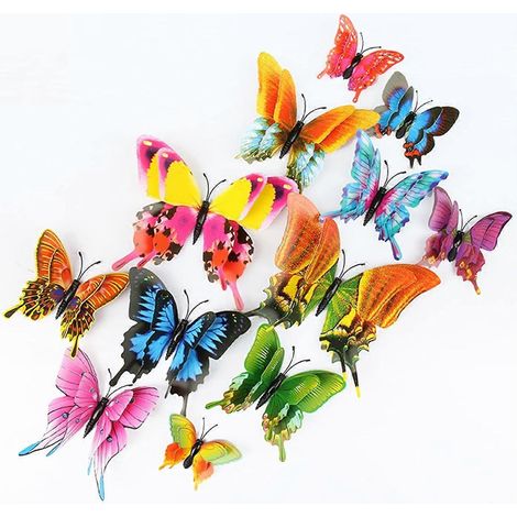 Wekity Set mit 24 abnehmbaren 3D-Schmetterlings-Wandaufklebern, Schmetterlingsdekoration für Kinderzimmer, doppellagige Wanddekoration Phoenix Tai (1/5)