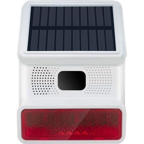 1 - Sirène Extérieure - Alarme Solaire Sans Fil - 100 DB Avec LED Clignotante - Pour Maison Et Appartement - Blanc - 20x15x8cm (1/5)