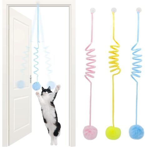 3 Pack Interactive Indoor Cat Toys for Adult Cats Door Hanging Toy with Bell and Tail Indoor Toys (1/5)
