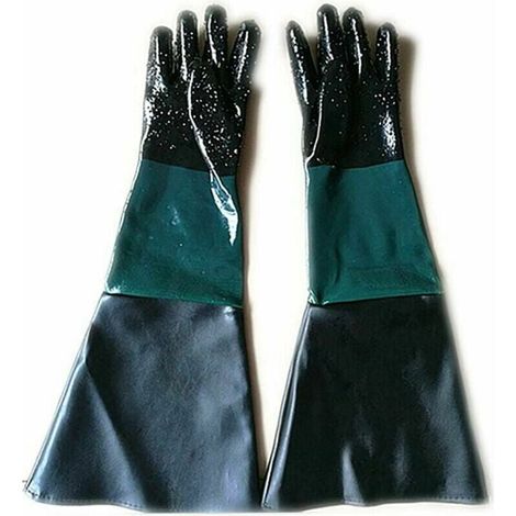 60 cm Sandstrahlhandschuhe aus Gummi, Arbeitshandschuhe für Sandstrahlkabinen, Schutzhandschuhe, schweißresistentes Baumwollfutter (1/4)