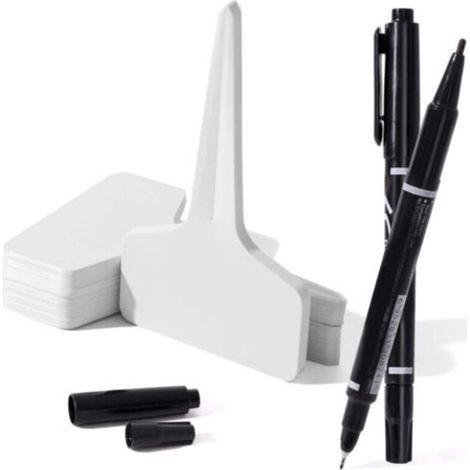 150 pièces Etiquette Jardin Exterieur Marqueurs en Plastique de Plantes Type T Plastique Etiquette Potager avec 2 stylos à encre gel en et Accessoires pour Plantes(blanc )10 x 6 cm (1/5)