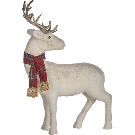 Figura decorativa de piel sintética blanco plateado rojo verde 51 cm reno Mustola (1/5)