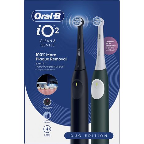 Oral-B iO Series 2 Night Black/Forest Green mit 2. Handstück Elektrische Zahnbürste