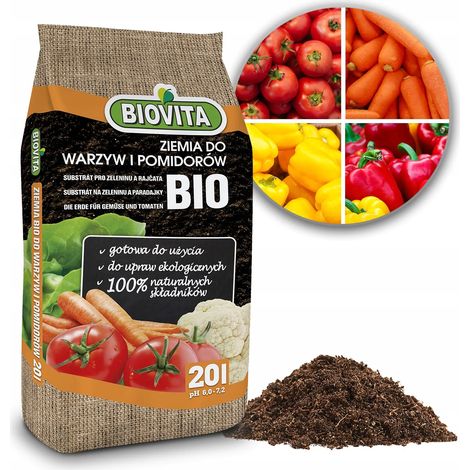 Terriccio Biovita con fertilizzante organico per ortaggi e pomodori 20L (1/2)