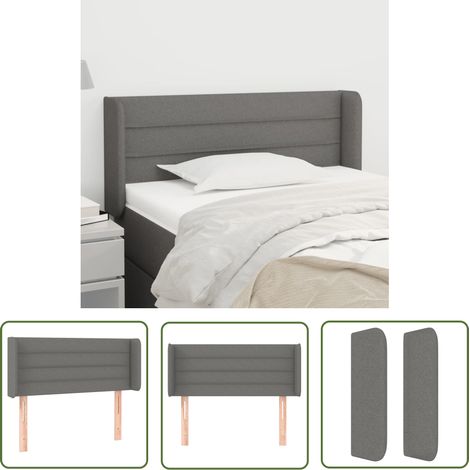 Tête de lit avec oreilles Gris foncé 83x16x78-88 Tissu (1/5)