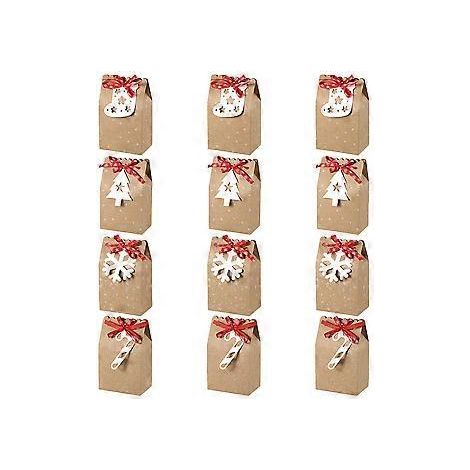 12 Stück 1 Beutel Aufbewahrungsbeutel für Weihnachtssüßigkeiten Exquisite Geschenkboxen (Khaki) (1/2)