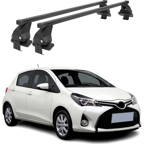 OMAC Dachträger Querträger Stahl für Toyota Yaris III 2012-2019 – Abschließbar – City-Crash-getestet – DIN 75302:2019 – ISO/PAS 11154:2006 – Max. 50 kg Schwarz (1/5)