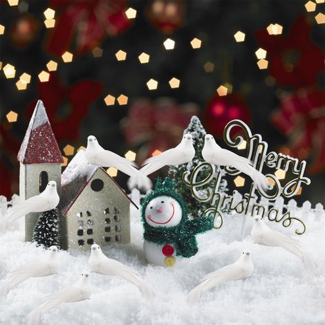 Oiseaux artificiels de Noël, colombe blanche en mousse, décoration pour sapin de Noël, faux oiseaux à plumes pour les fêtes de fin d'année (1/5)