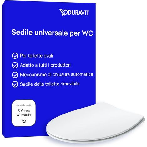Duravit Sedile Univavo, sedile wc universale ovale, Sedile della toilette con doppio meccanismo a chiusura rallentata, tavoletta wc Sgancio rapido per una facile installazione, prodotto in UE, Bianco