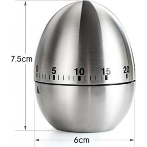 Minuterie de Cuisine à oeufs Alarme Rotative Mécanique en Acier Inoxydable Minuterie de 60 Minutes pour la Cuisson (1/3)