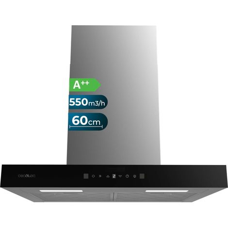 Cappa aspirante convenzionale Flux CM 602200 Inox B larga 60 cm, acciaio inox, potenza di aspirazione di 220 m3/h, motore da 70 W, classe B, controllo meccanico, 3 livelli di potenza e luce.