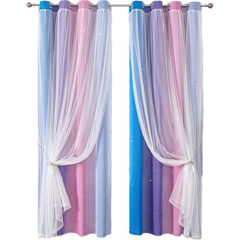 Rideau - 100 % Polyester - Double Couche - Obscurcissant - Grommets Métalliques - Pour Chambre Enfant Ou Nursery - 130 x 100 cm - 2 Pièces (1/5)