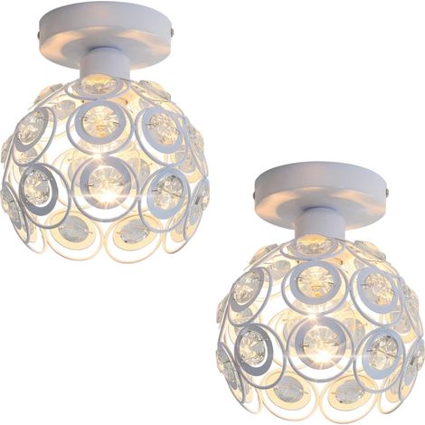 2 Stücke Deckenlampe Kristall Lampenschirm Modernr Stil E27 Deckenleuchte für Schlafzimmer Bar Café Weiß