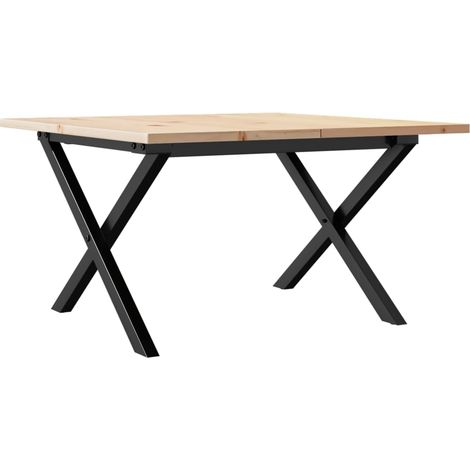 Tavolino da caffè rettangolare in stile industriale con struttura a X 60 x 60 x 40 cm in legno di pino e acciaio DEC036265
