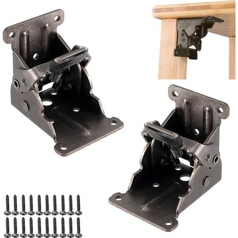 Charnières Autobloquantes, 2Pièces 90 degrésPied Table Rabattable Charnières Invisibles Verrouillage, Porte Placard pour Table de Travail Table Chaise (1/5)