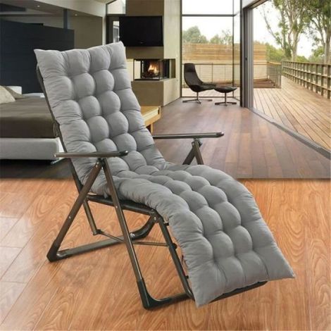 Coussin Transat - 160 x 48 cm - Extérieur Intérieur - Anti-dérapant avec Attaches - Polyester - Gris Argenté - 1 Pièce (1/5)