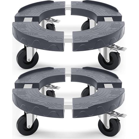 Porte Plante à roulettes Charge Lourde Capacité de 220KG, Adjustable de 38CM à 48CM Support Pot de Fleurs Intérieur avec Tube en Acier Inoxydable, Plateau à roulettes pour Arbres, 2 Pièces (1/5)