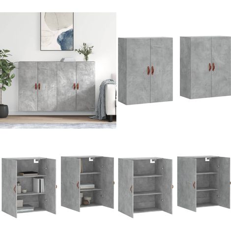 Wandschränke 2 Stk. Betongrau 69,5x34x90 cm - Hängeschrank - Beton Grau - Wandschrank - Garderobe - Aufbewahrung - Home & Living (1/5)