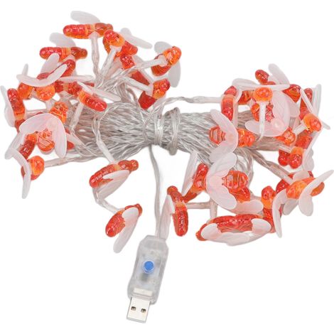 Guirlande lumineuse étanche de 6 m avec abeilles, 40 LED, lumière chaude, USB, pour jardin ou balcon extérieur. (1/5)