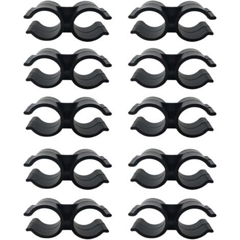 Lot de 10 Colliers de Serrage Plastique PVC, Collier Serrage Tuyau Doubles pour étagère, Connecteur de Chaîne, Panneaux de Clôture, Accessoires de Fixation, Noir (1/5)