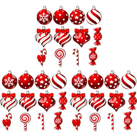 Ornement d'arbre de noël en contreplaqué, 36 pièces, ambiance améliorée, Look mignon, décoration suspendue pour la maison, intérieur et extérieur (1/5)