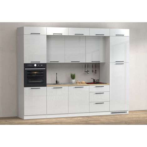Cuisine complète moderne blanc brillant/chêne Louna (1/5)