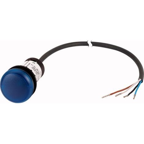Voyant lumineux RMQ Compact bleu plat 0o/0f extrémité ouverte câble noir 1 m. EATON C22-L-B-24-P62