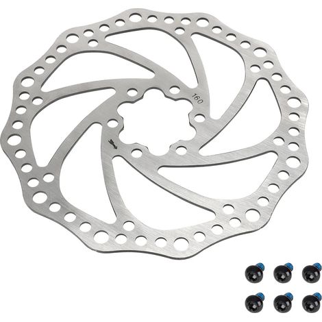 Disque de frein de 160 mm à 6 trous avec 6 vis pour scooters et vélos électriques disque résistant à l'usure et dissipant la chaleur. (1/4)