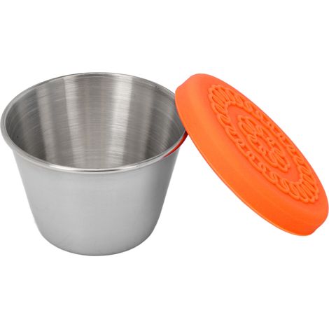 Mini Pot en Acier Inoxydable 70ml Anti-Fuite, Compatible Lave-Vaisselle, Couvercle Orange pour Huiles Essentielles (1/5)