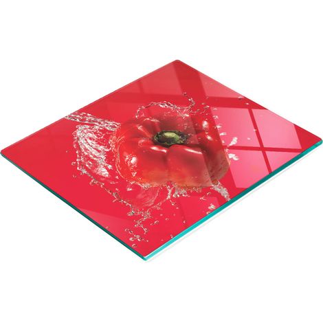 Tagliere decorativo in vetro temperato a forma di peperone rosso, 60x52 cm (1/5)