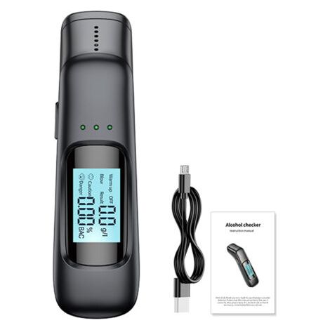 BUNTHAUS PA Testeur d'alcoolémie, moniteur de conduite en état d'ivresse professionnel de haute précision, moniteur d'alcoolémie portable, écran numérique LCD (1/4)