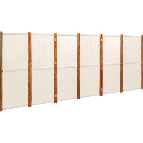 Paravent Cloison de séparation 6 panneaux, Pour Jardin, Balcon, Terrasse Blanc crème 420x180 cm OIB5365E