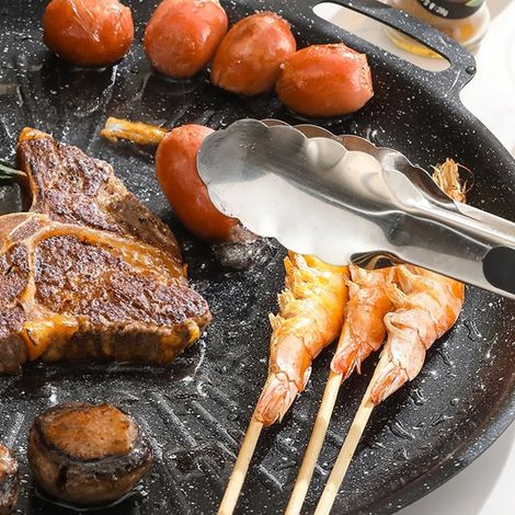 Poêle à gril anti-aanbak, plaque de barbecue pour barbecue avec plats chauds et froids pour camping, barbecue, pique-nique, cuisine à domicile - 30 cm (1/5)