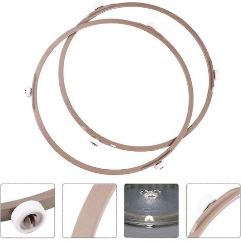 Anneau de support en verre pour plateau tournant de micro-ondes, accessoire pour four à micro-ondes, forme ronde, marron clair, lot de 2 (1/5)
