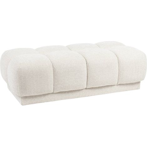 Pouf repose pieds texturé pour salon - beige tissé (1/4)