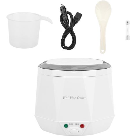 Mini Cuiseur à Riz Électrique Portable 1.6L pour Voiture 12V - Blanc (1/5)
