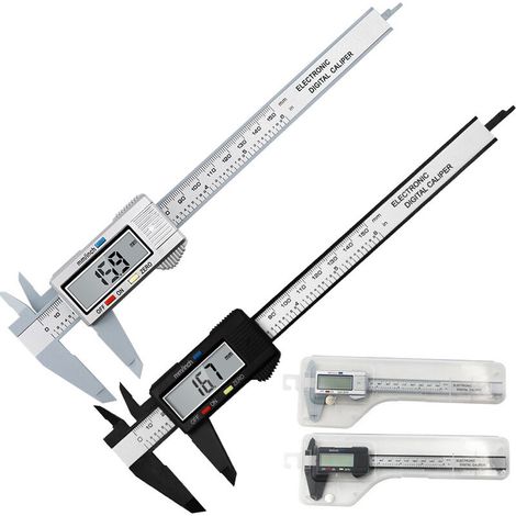 Lot de 2 Pieds à Coulisse Numériques – Écran LCD, Précision 0,1 mm, Mesure Diamètre, Profondeur, Étui Inclus (1/5)