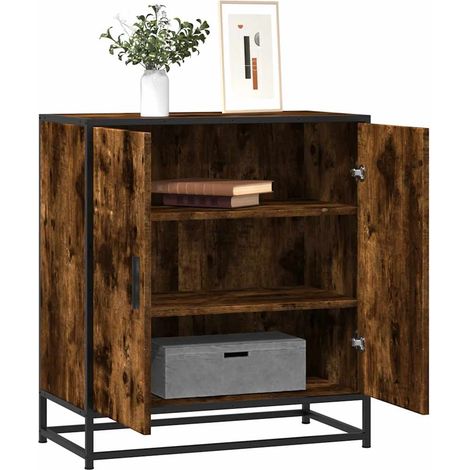 Aparador madera ingeniería y metal roble ahumado 68x35x76 cm vidaXL (1/5)