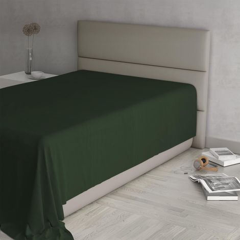 MAX COLOR Lenzuolo sopra, 100% Cotone, Tinta unita, Verde Oliva, Piazza e mezza 180x300cm (1/3)