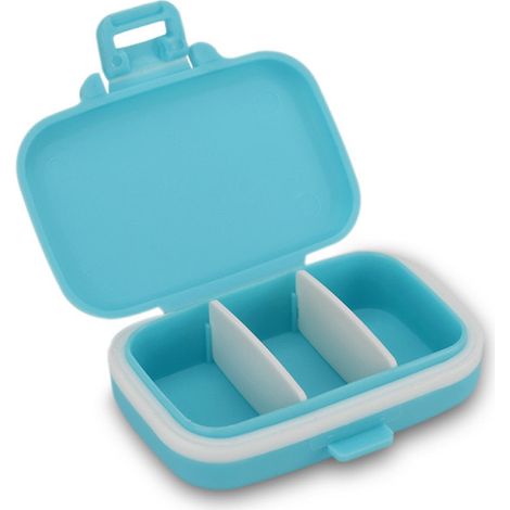 Caja de almacenamiento transparente de tres compartimentos para tatuajes, accesorios de tatuaje extraíbles, estuche de almacenamiento multiusos azul.