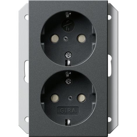 Gira Doppelsteckdose System 55, 16A 250V, Anthrazit, 273128